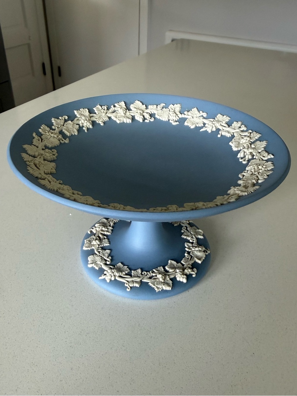 Vintage Wedgewood Blue Jasperware pedestal dish